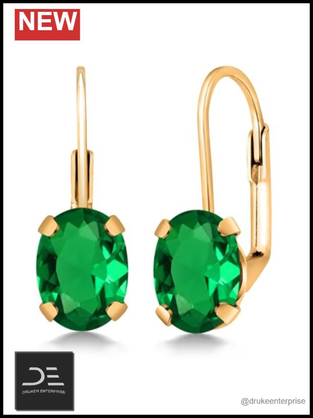 18K Yellow Gold Plated Silver Leverback Drop Dangle Earrings for Women